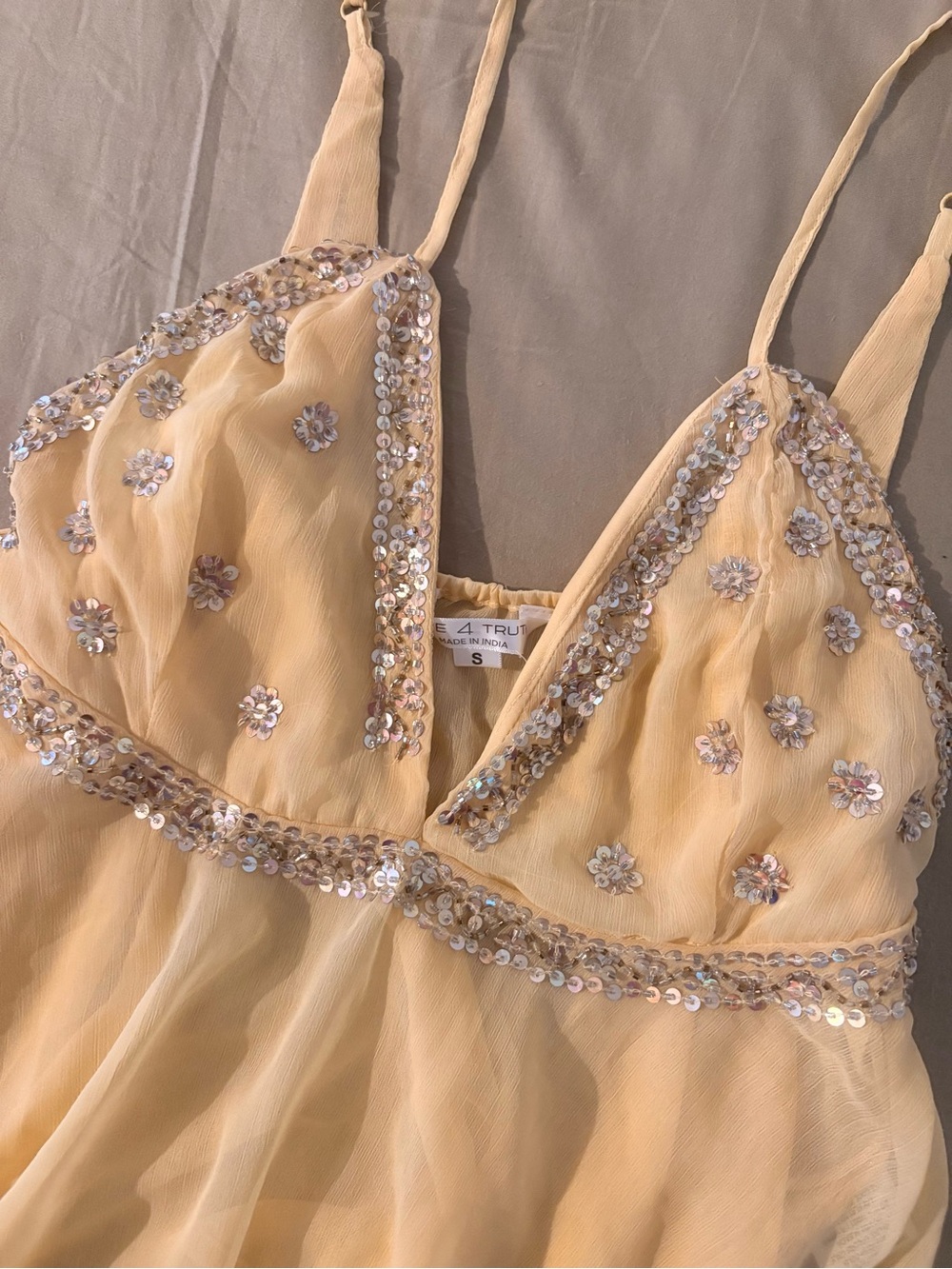 Butter Yellow Sequin Top